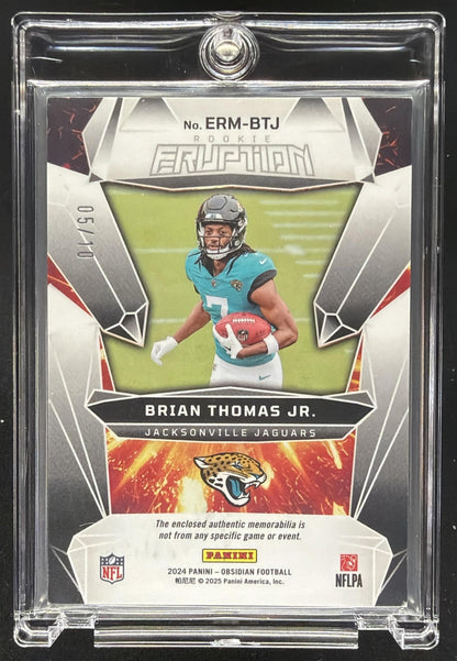 2024 Panini Obsidian Brian Thomas Jr. #ERM-BTJ Rookie Eruption Gold /10 Patch RC