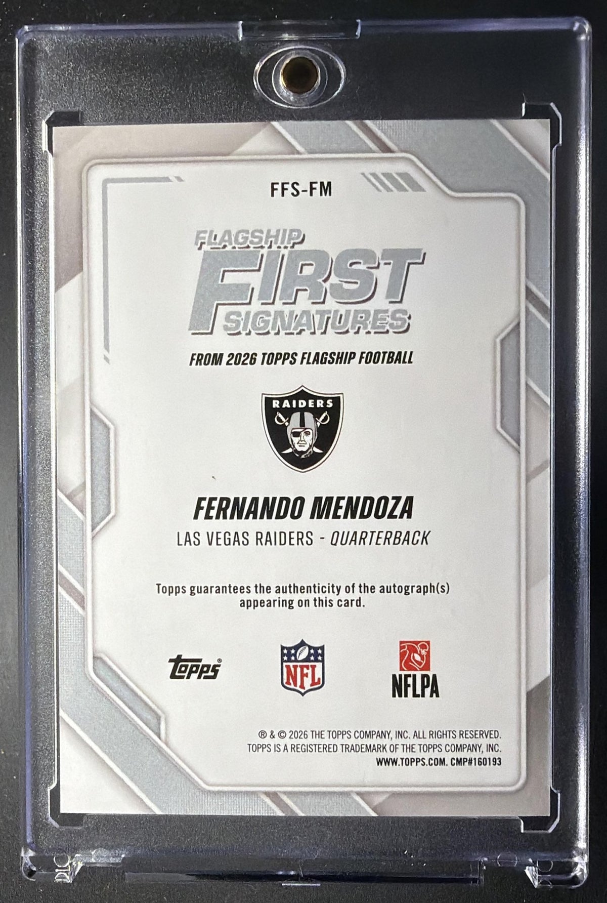 2026 Topps Fernando Mendoza #FFS-FM First Signatures RC Auto