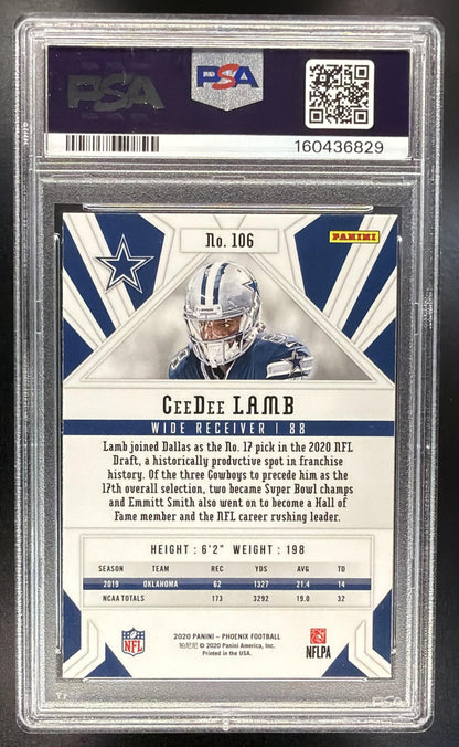 2020 Panini Phoenix CeeDee Lamb #106 Fire Burst RC PSA 10