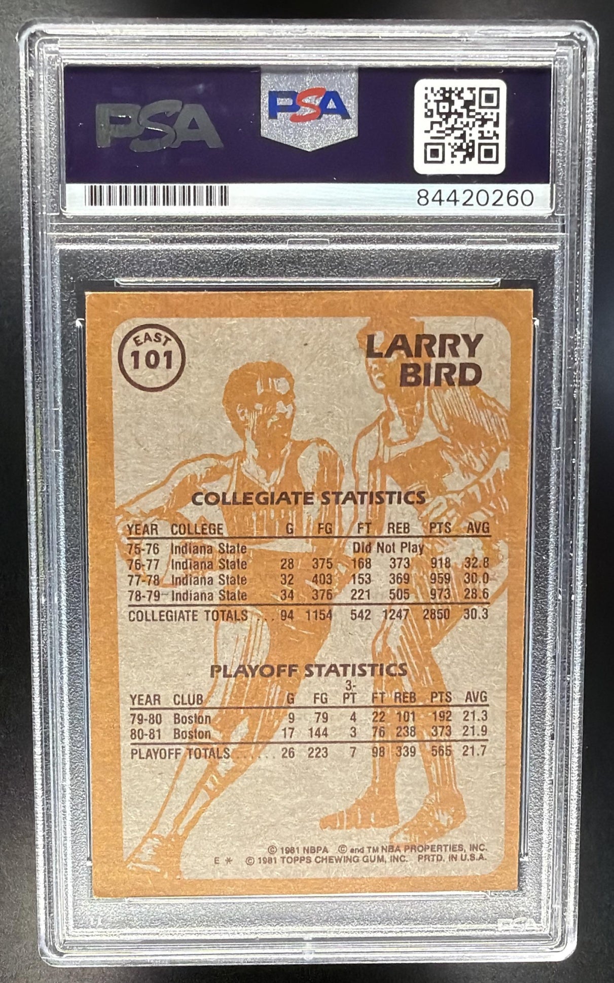 1981-82 Topps Larry Bird #101 IP Auto PSA 9