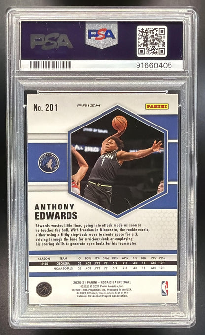 2020-21 Panini Mosaic Anthony Edwards #201 Reactive Red RC PSA 10