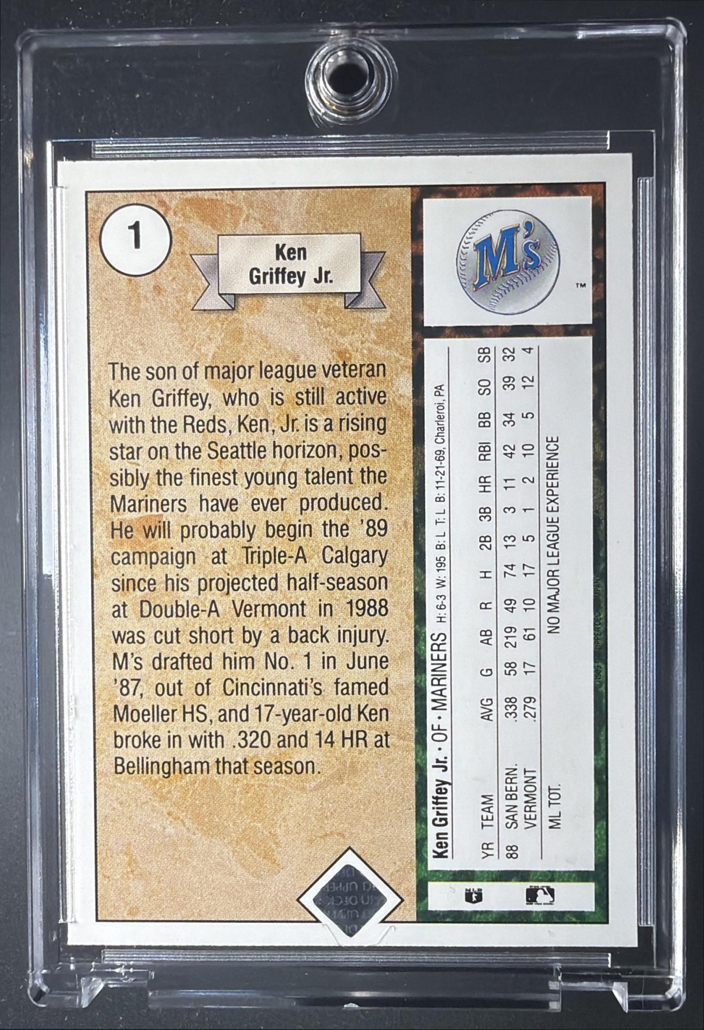 1989 Upper Deck Ken Griffey Jr. #1 RC Star Rookie
