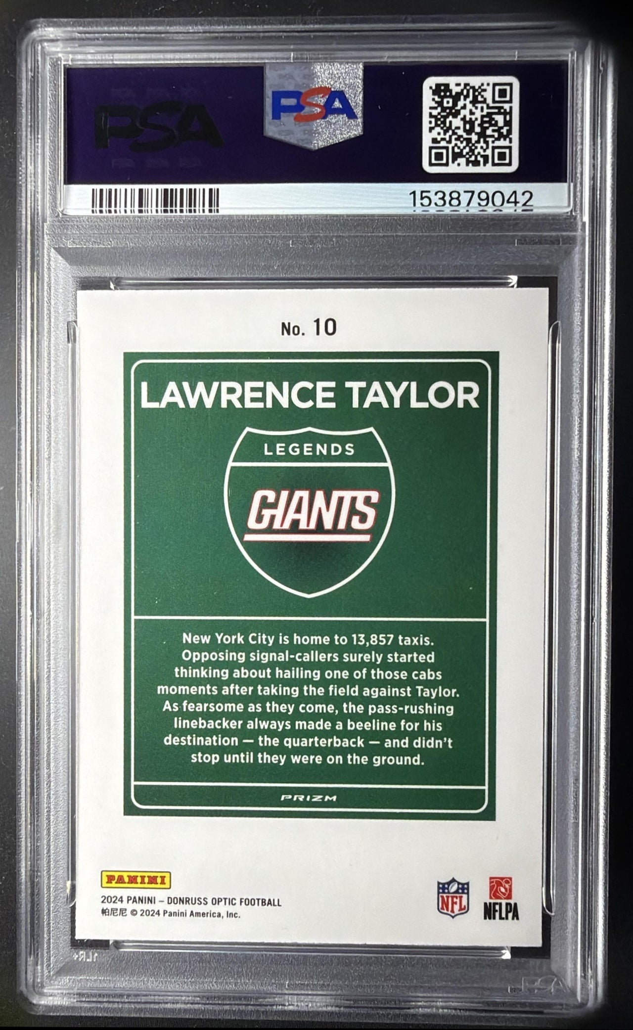 2024 Panini Donruss Optic Lawrence Taylor #10 Downtown Legends SSP PSA 9