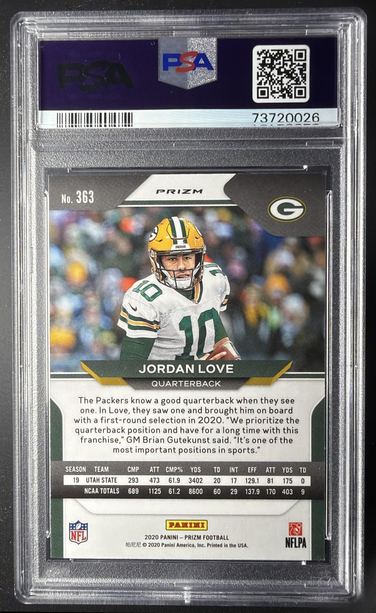 2020 Panini Prizm Jordan Love #363 Light Blue RC PSA 10