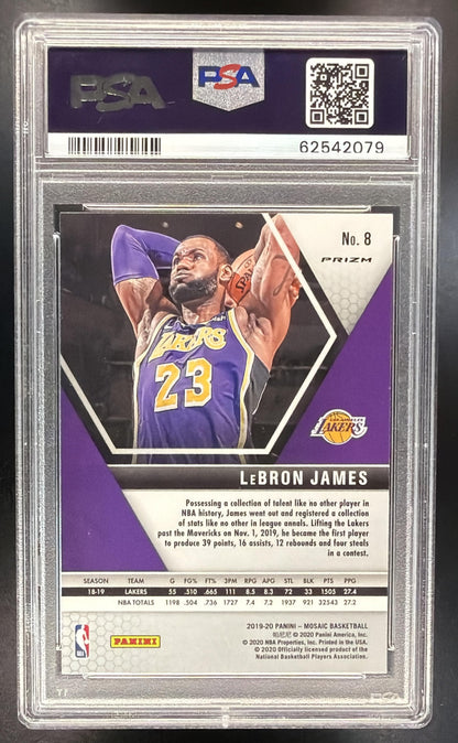 2019-20 Panini Mosaic LeBron James #8 Reactive Orange PSA 10