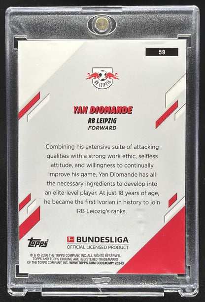 2025 Topps Chrome Bundesliga Yan Diomande #59 Green Refractor /99 RC