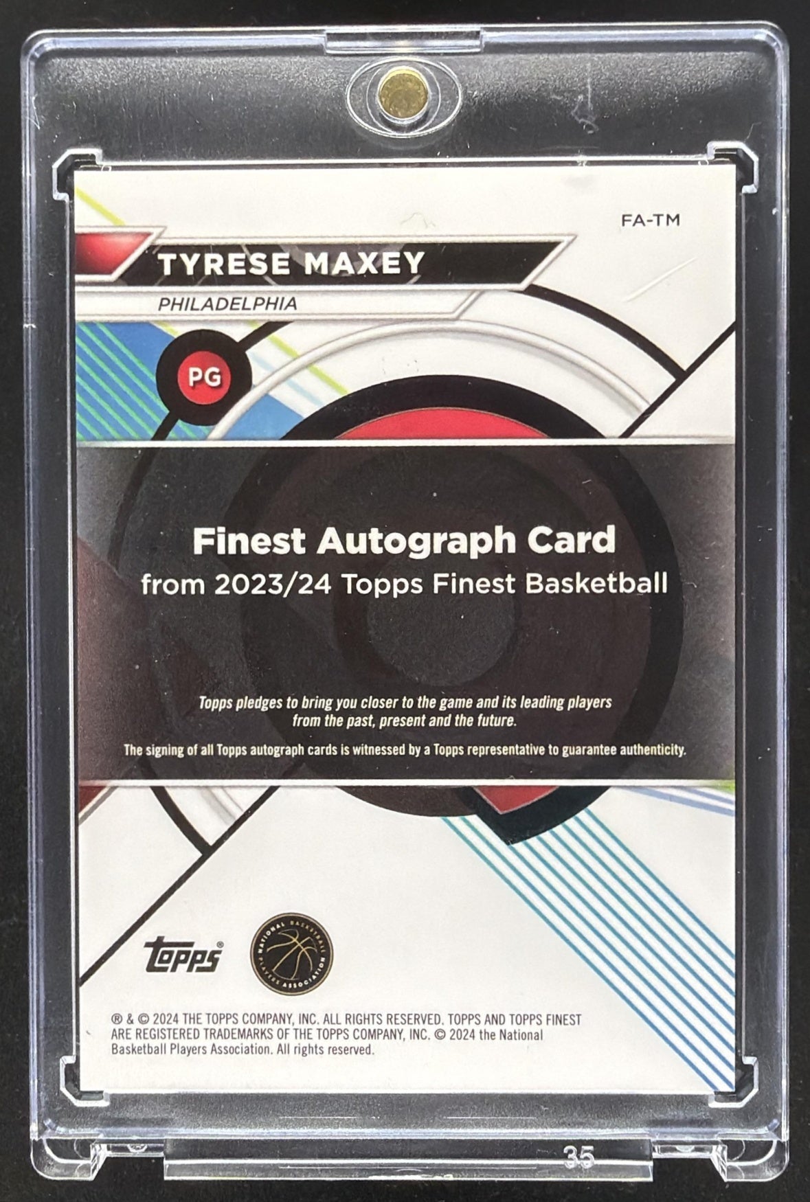 2023-24 Topps Finest Tyrese Maxey #FA-TM Auto Black Refractor 10/25