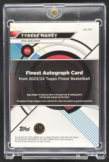 2023-24 Topps Finest Tyrese Maxey #FA-TM Auto Black Refractor 10/25