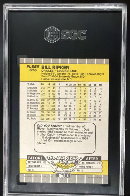 1989 Fleer Bill Ripken #616 FF Error SGC 9.5