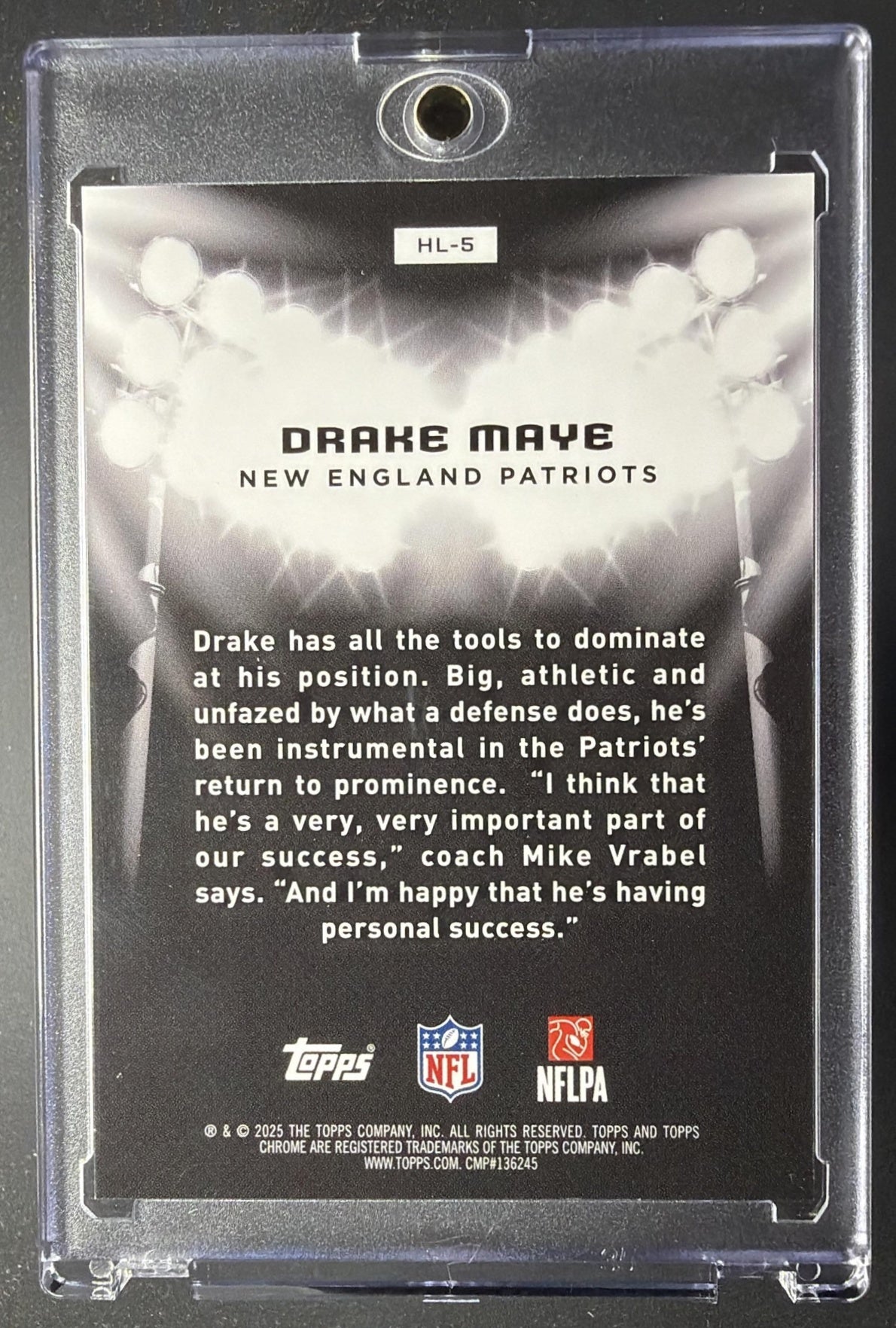 2025 Topps Chrome Black Drake Maye #HL-5 Hit the Lights
