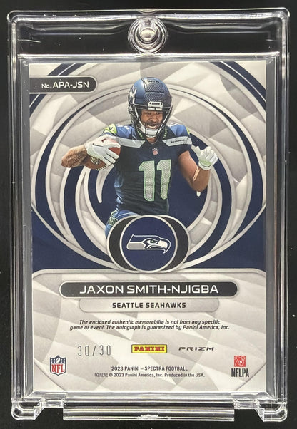 2023 Panini Spectra Jaxon Smith-Njigba #APA-JSN Patch Auto Purple /30 RC