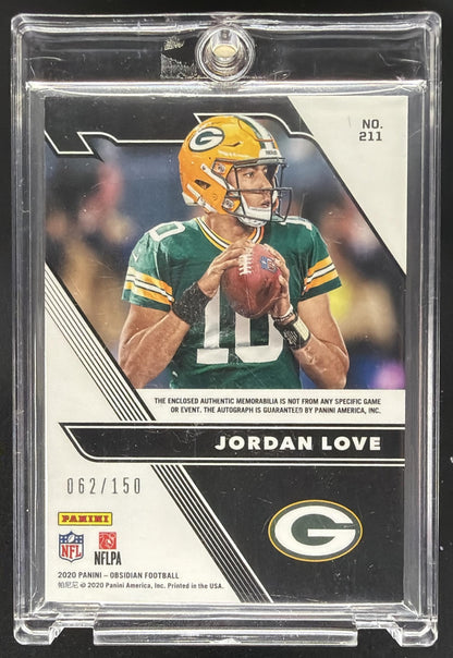2020 Panini Obsidian Jordan Love #211 62/150 RC Auto