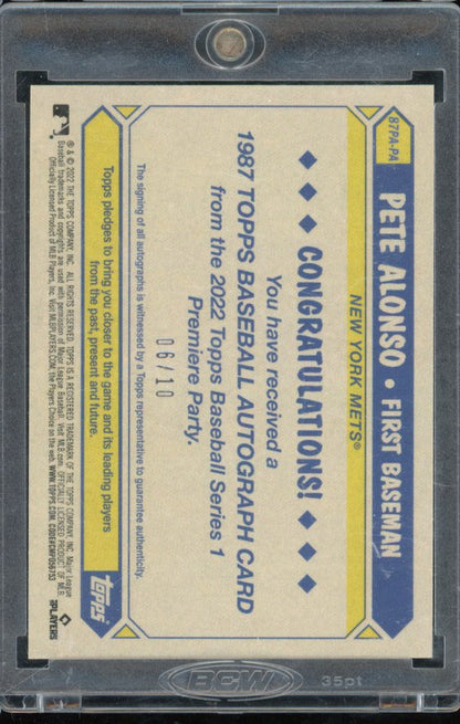 2022 Topps Series One Pete Alonso Premiere Party Auto /10