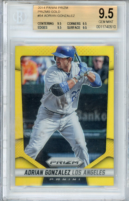 2014 Prizm Adrian Gonzalez Gold #54 /10 BGS 9.5