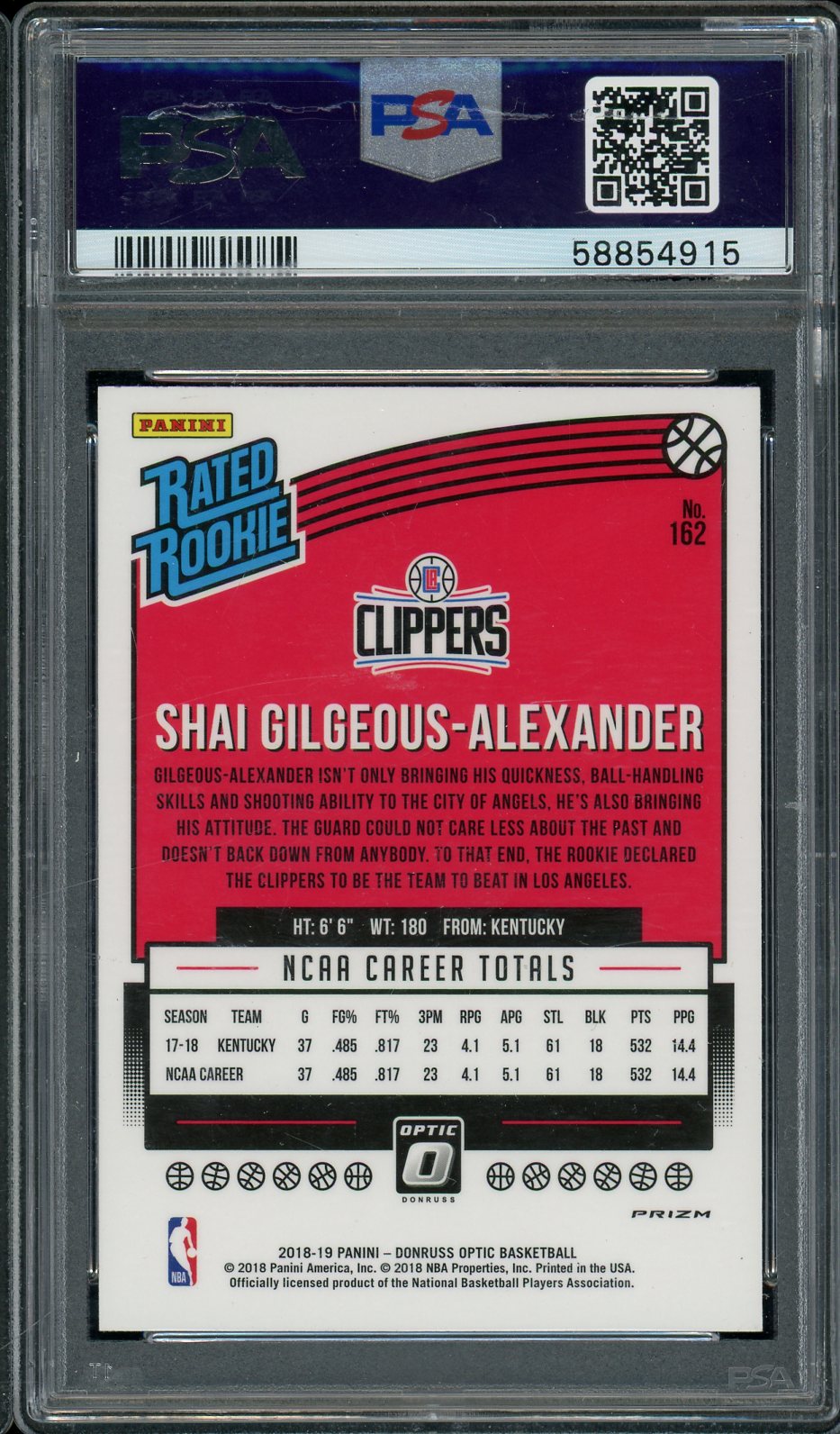 2018 Optic Shai Gilgeous-Alexander Shock PSA 10 RC