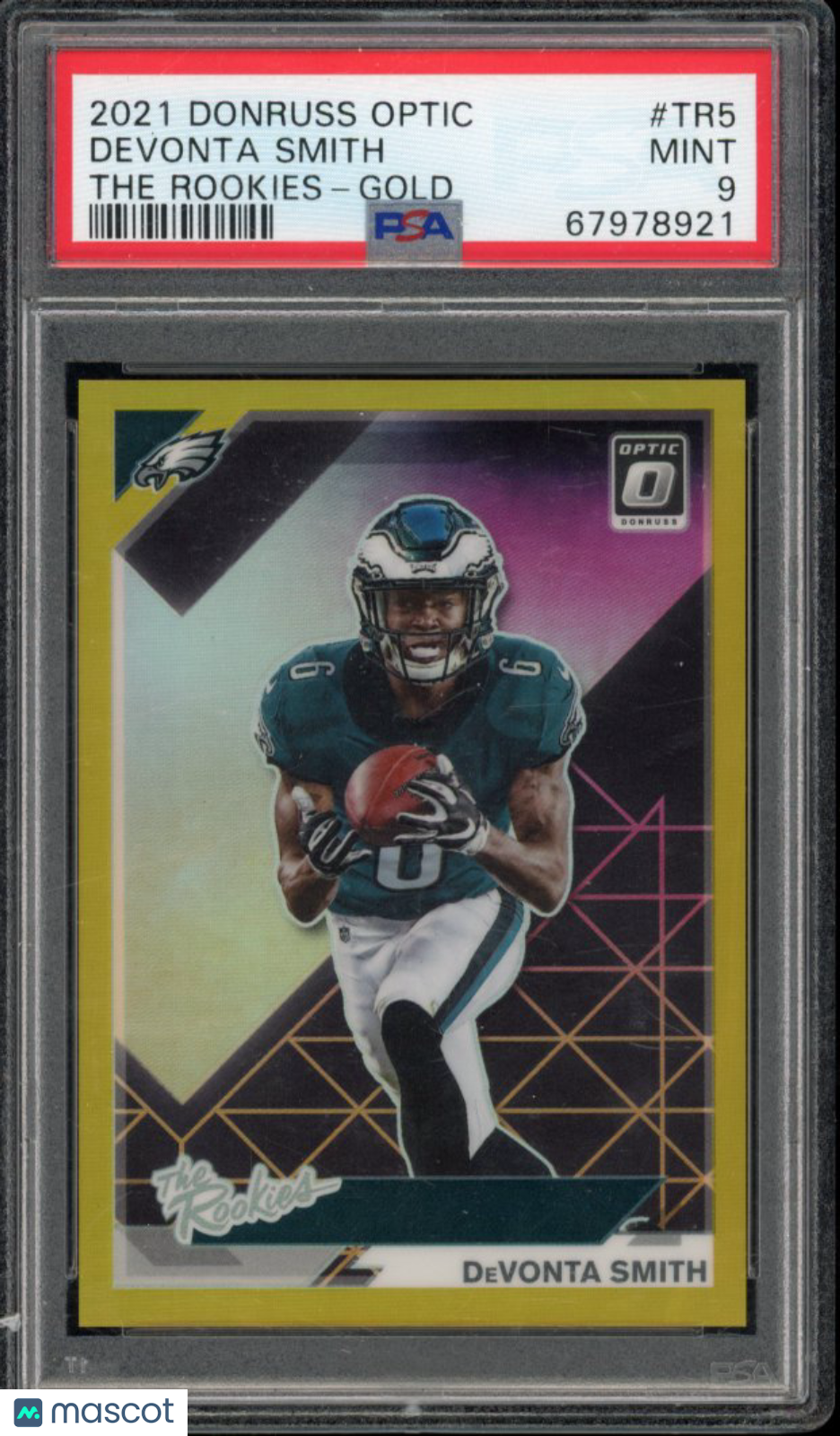 2021 Optic Devonta Smith The Rookies Gold /10 Rookie PSA 9