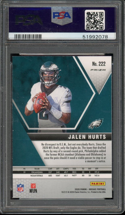 2020 Mosaic Jalen Hurts Silver Rookie PSA 10