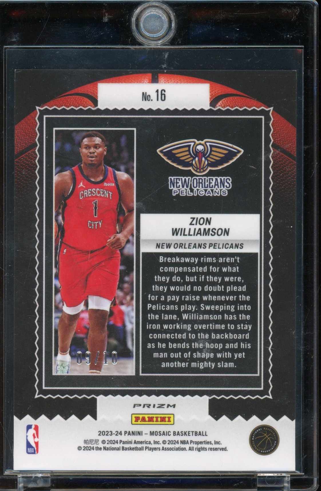 2023 Mosaic Zion Williamson Jam Masters Pink Fluorescent 09/10