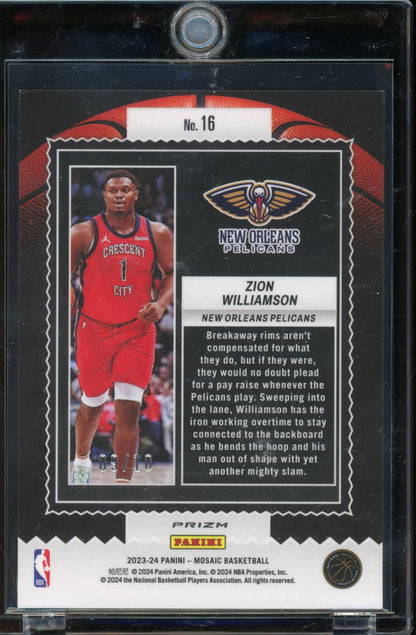 2023 Mosaic Zion Williamson Jam Masters Pink Fluorescent 09/10