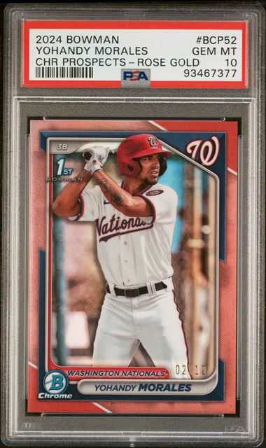 2024 Bowman Chrome Yohandy Morales Rose Gold #BCP-52 /10 PSA 10 Bowman 1st