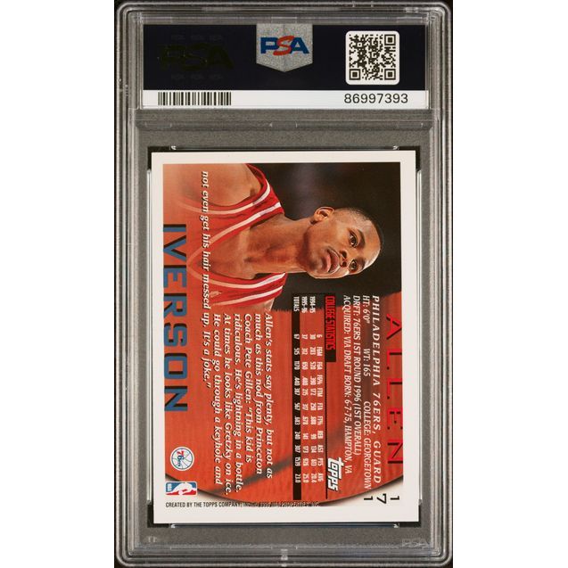 1996-97 Topps Allen Iverson 171 Rookie Psa 9