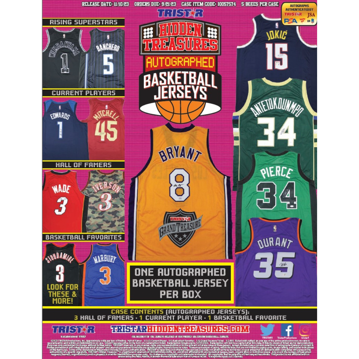 2023 Tristar HT Autographed Basketball Jerseys Game Day Greats Series 3