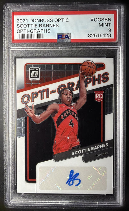 2021 Panini Donruss Optic Scottie Barnes #OG-SBN Opti Graphs /99 RC Auto PSA 9
