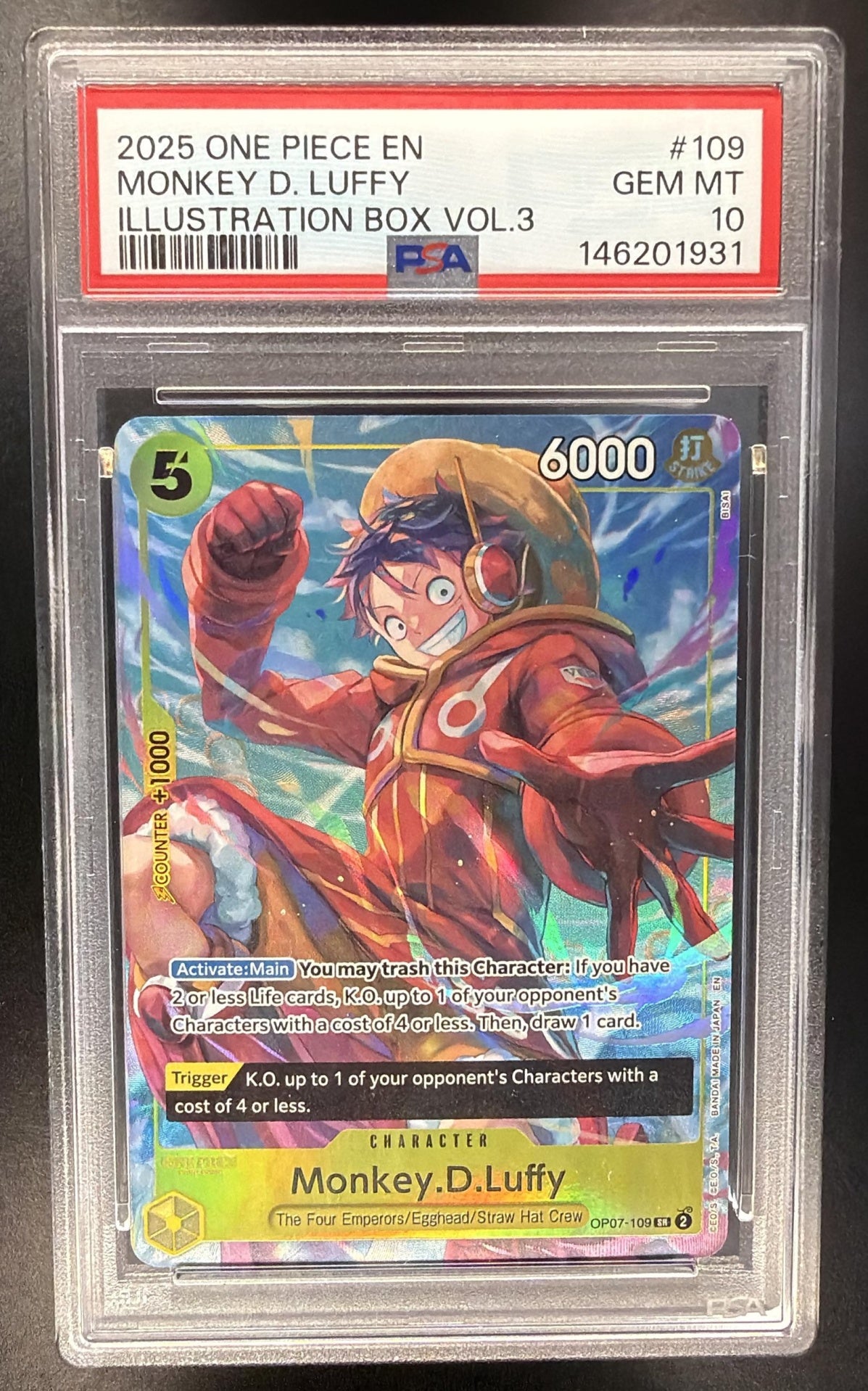 2024 One Piece 500 Years in the Future Monkey D. Luffy #OP07-109 Alternate Art PSA 10