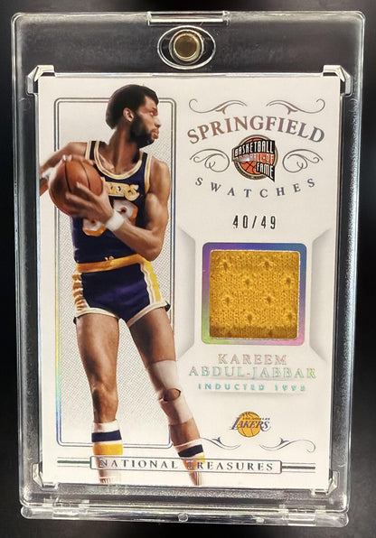 2014 Panini National Treasures Kareem Abdul-Jabbar #SPS-KAJ Springfield Swatches /49 GU Patch