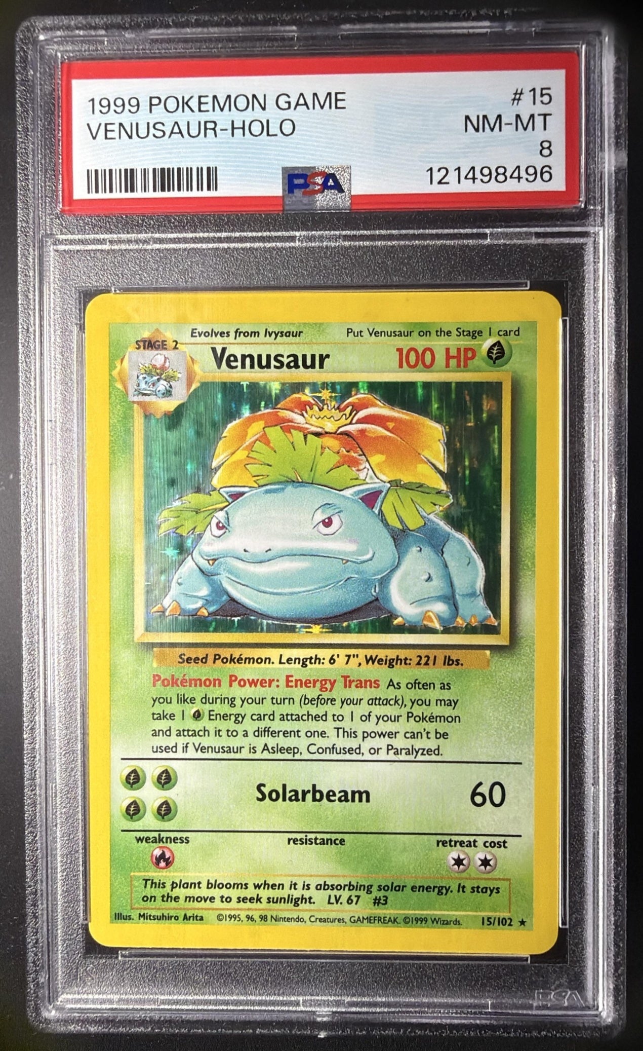 1999 Pokemon Unlimited Venusaur #15/102 Set Rare Holo PSA 8