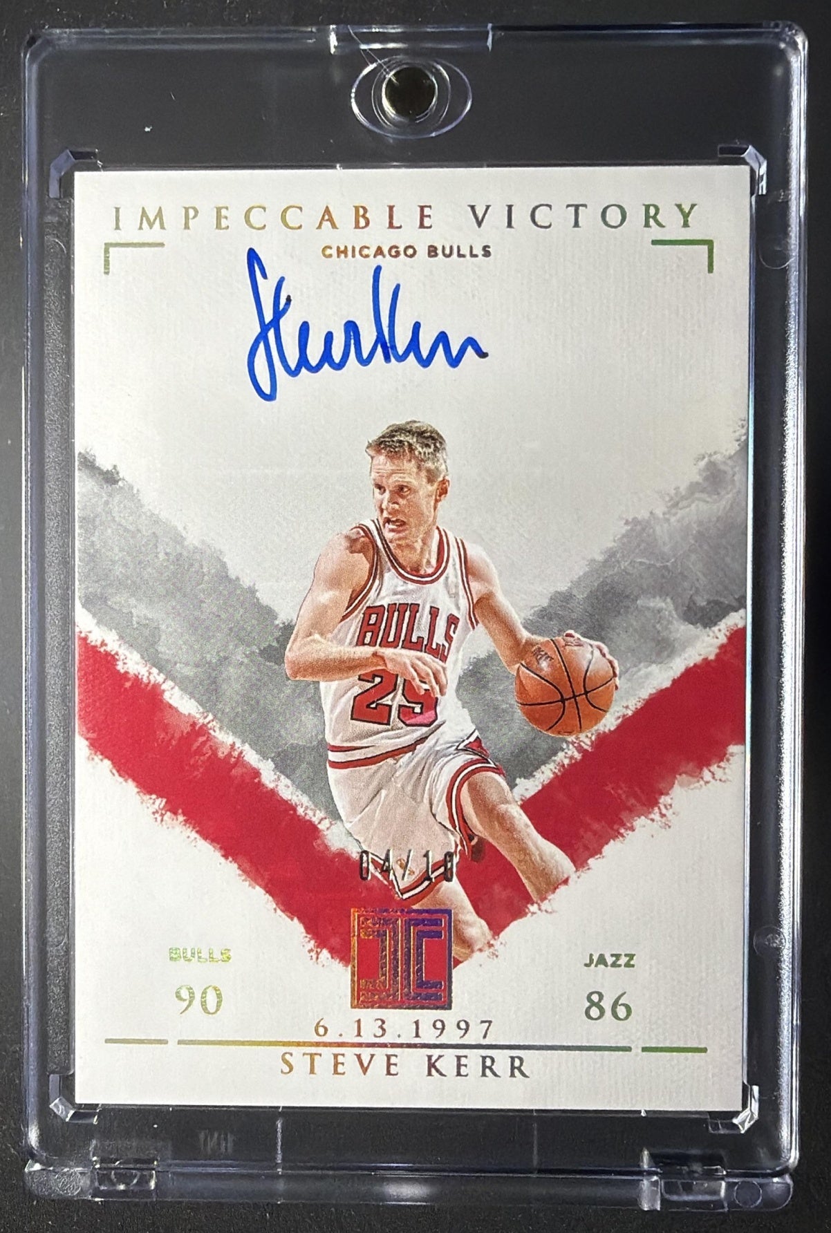 2019 Panini Impeccable Steve Kerr #IV-SKR Victory Signatures Holo Gold /10 Auto