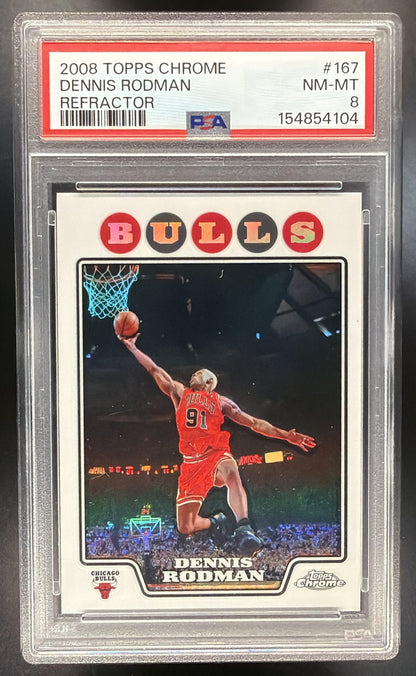 2008-09 Topps Chrome Dennis Rodman #167 Refractor PSA 8