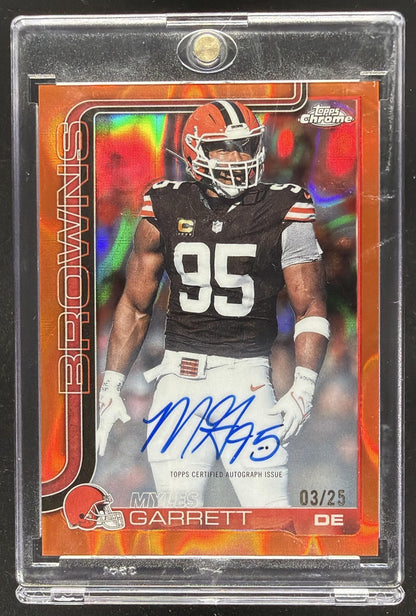 2025 Topps Chrome Myles Garrett #BA-MG Auto Orange Geometric Refractor 3/25