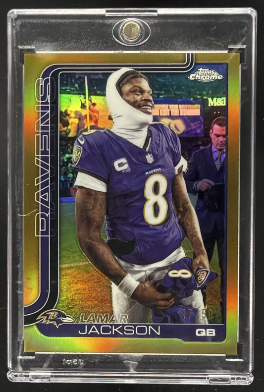 2025 Topps Chrome Lamar Jackson #24 Image Variation Gold /50