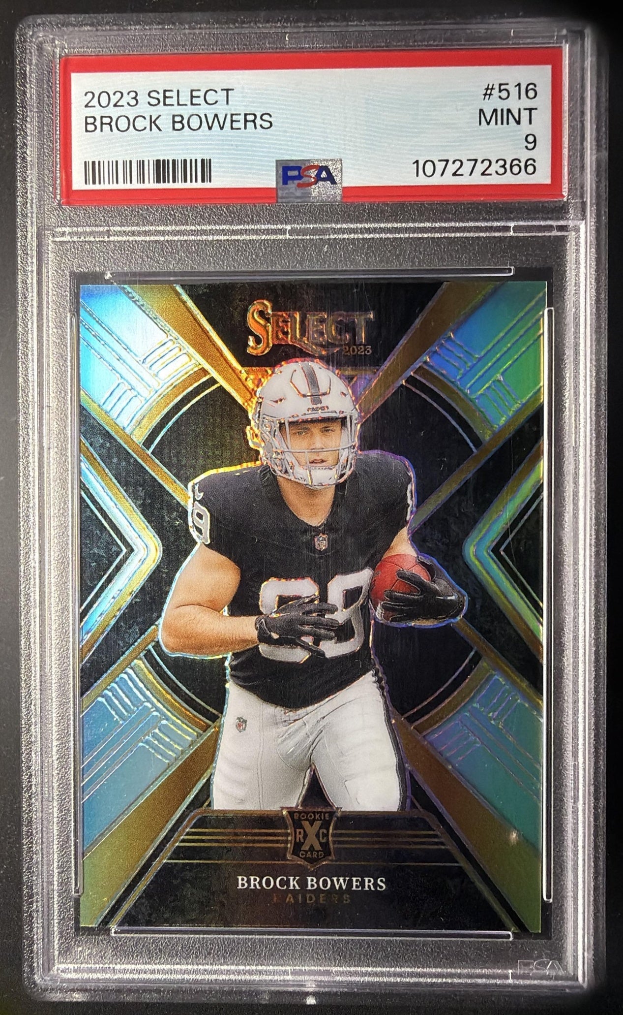 2023 Panini Select Brock Bowers #516 Silver Prizms RC XRC PSA 9