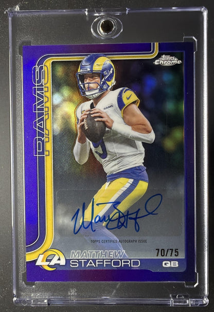 2025 Topps Chrome Matthew Stafford #BA-MS Auto Purple Refractor 70/75