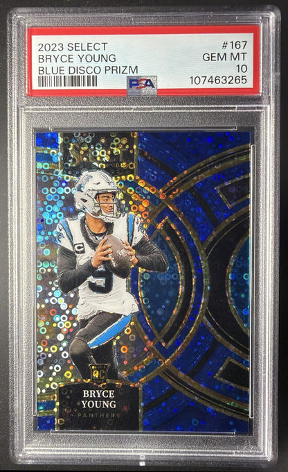 2023 Panini Select Bryce Young #167 Blue Disco 18/25 RC Premier Level PSA 10