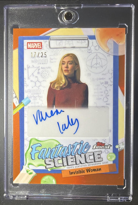 2026 Topps Marvel Finest The Fantastic Four 65th Ann. Vanessa Kirby as Invisible Woman #FS-02 Science Auto Orange Refractor /25