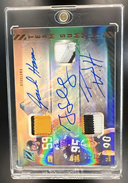 2023 Panini Zenith Jack Ham Greg Lloyd T.J. Watt #TBD Team Summit Patch Auto /10