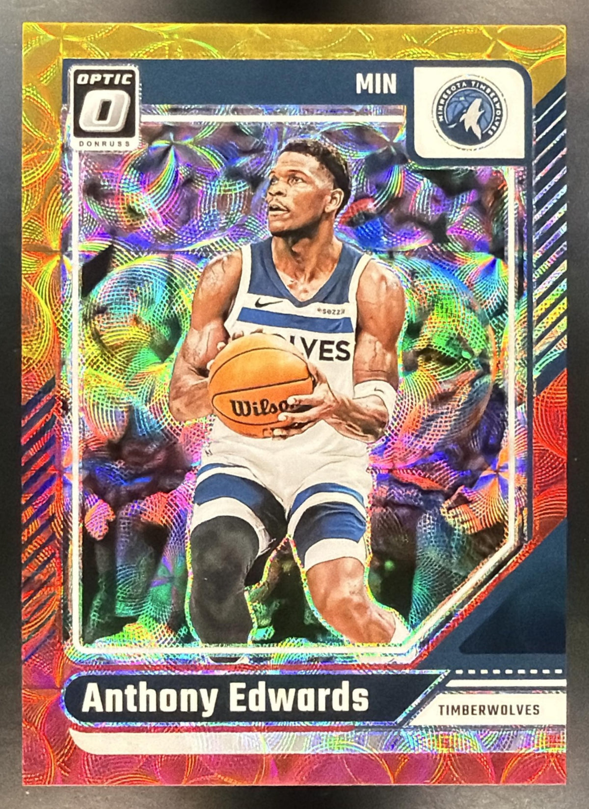 2024 Panini Donruss Optic Anthony Edwards #31 Red & Gold International Prizm 44/99