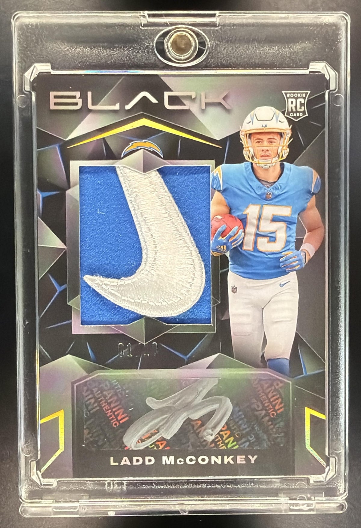 2024 Panini Black Ladd McConkey #211 Rookie Patch Auto /10 Nike Swoosh RC