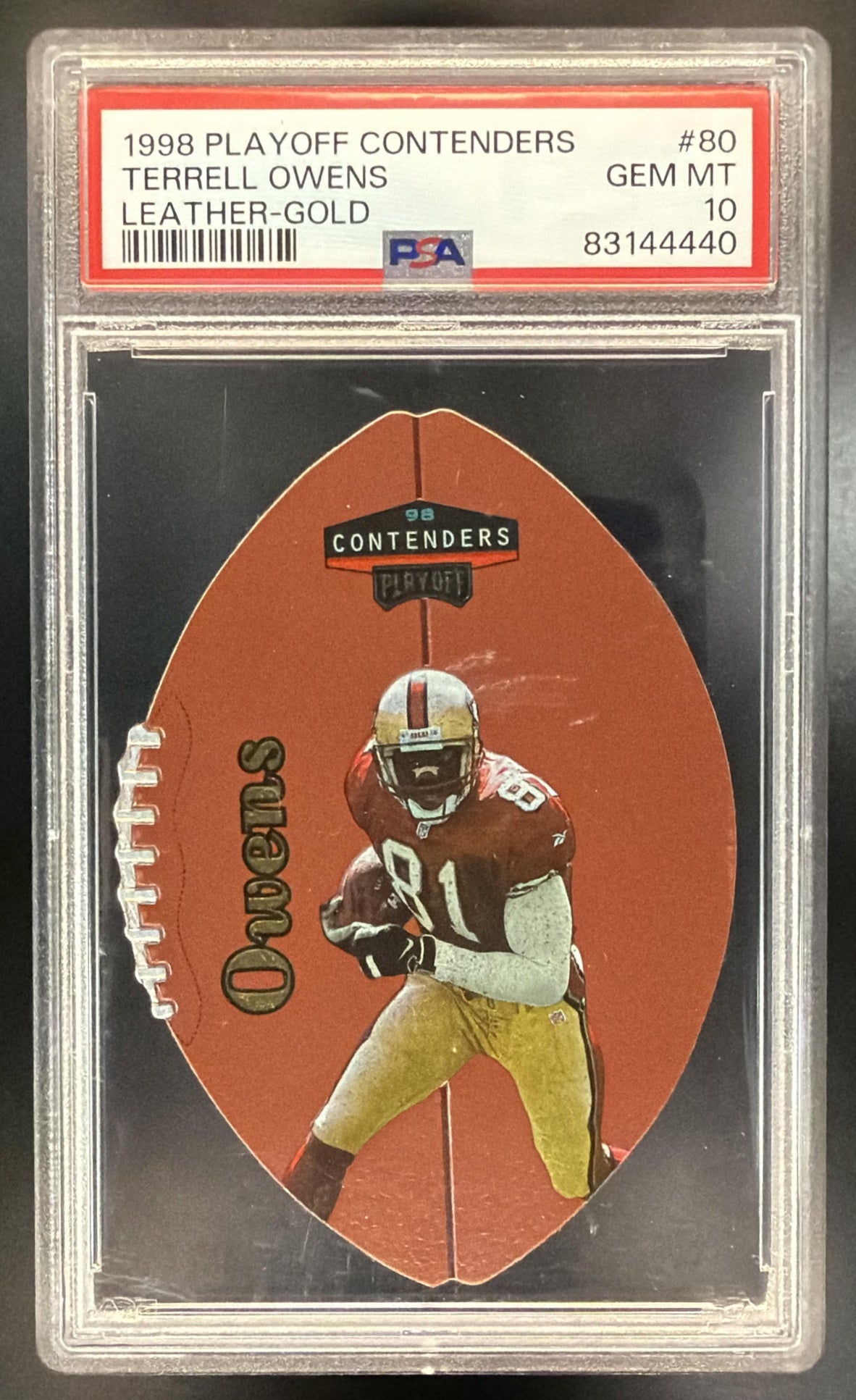 1998 Playoff Contenders Terrell Owens #80 Leather Gold 59/60 PSA 10