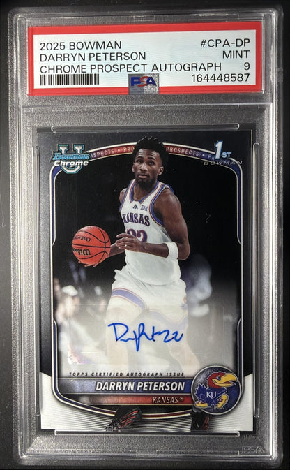 2025-26 Bowman Darryn Peterson #CPA-DP Chrome Auto 1st Prospect PSA 9