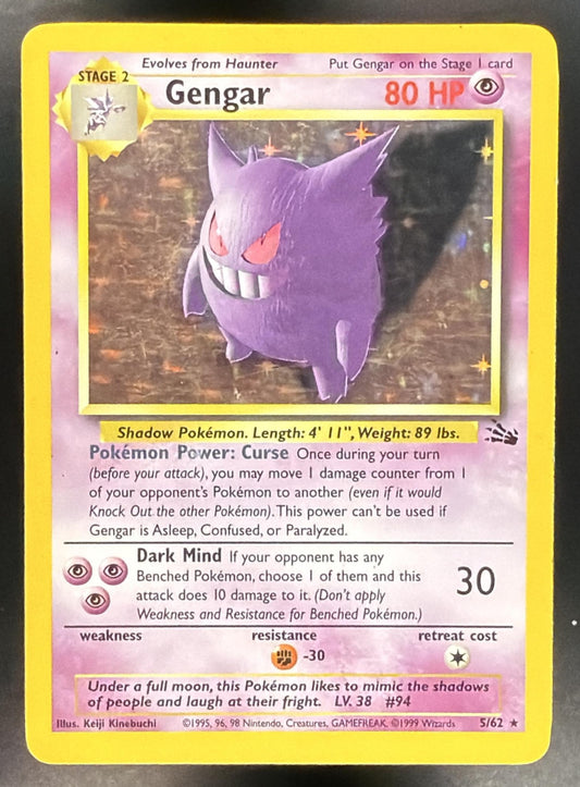 1999 Pokemon Fossil Gengar 5/62 Unlimited Holo HP