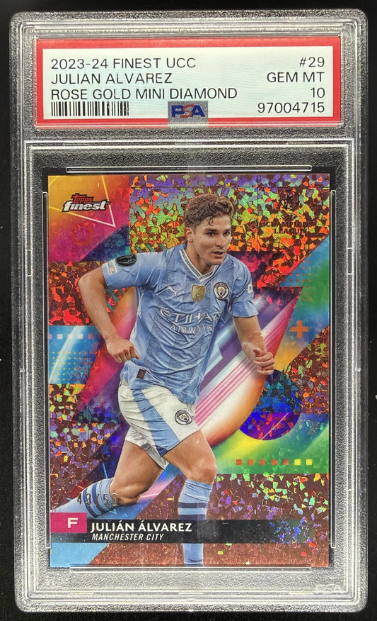 2022 Topps Finest Julian Alvarez #29 Rose Gold Mini Diamond /50 PSA 10