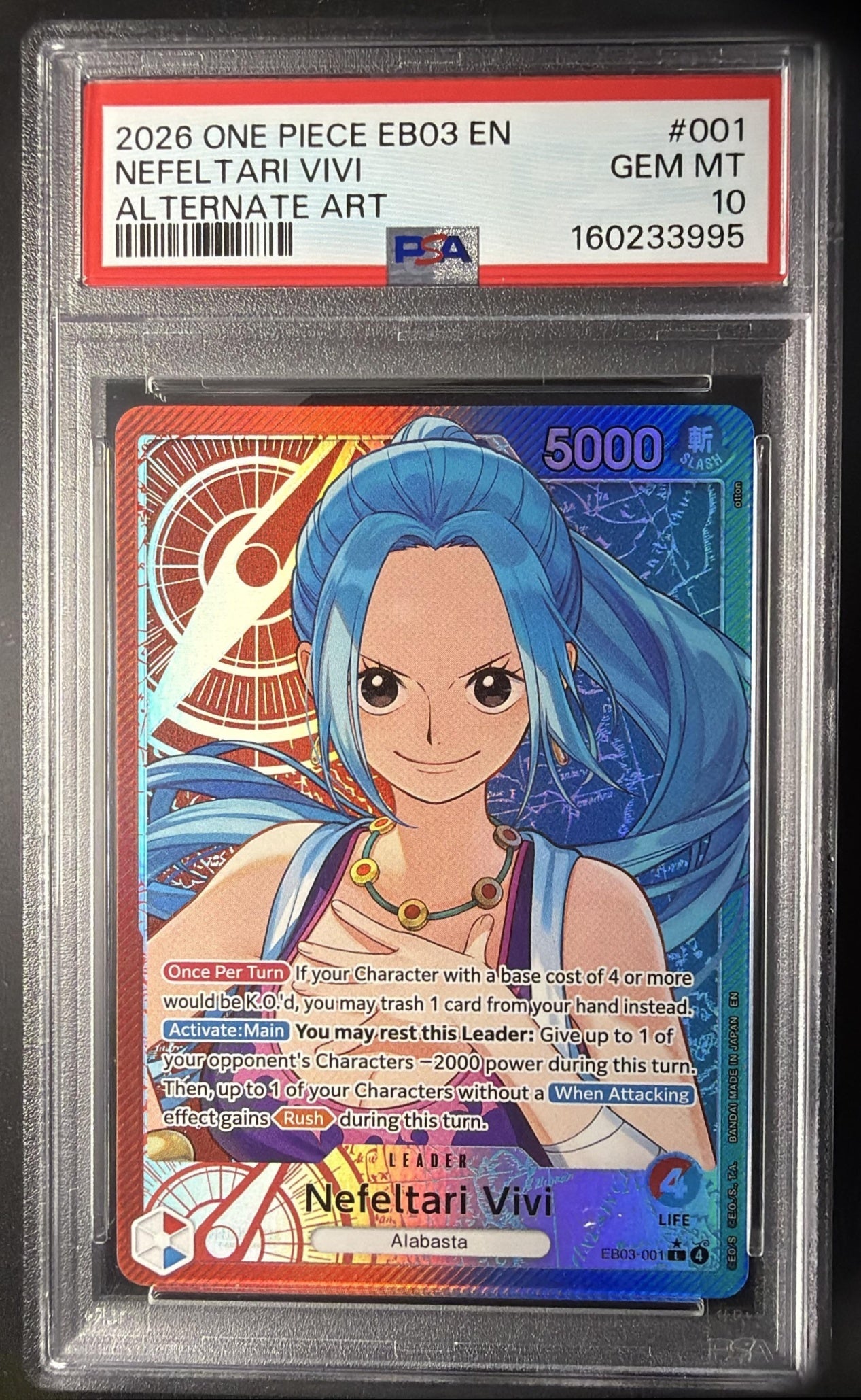 2026 One Piece Heroines Edition Nefeltari Vivi #EB03-001 Leader PSA 10