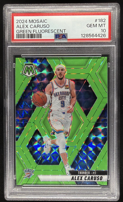 2024-25 Panini Mosaic Alex Caruso #182 Green Fluorescent /10 PSA 10