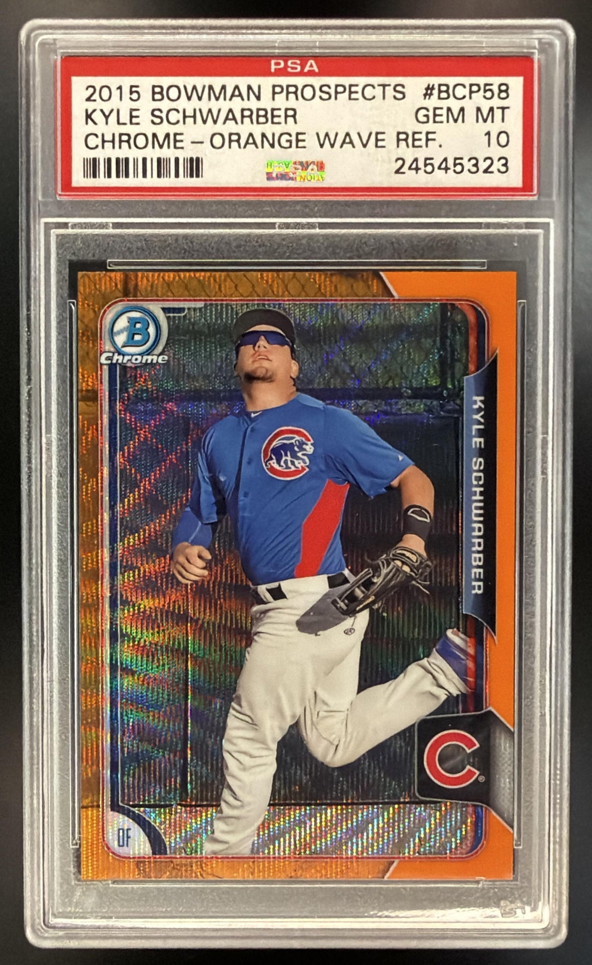 2015 Bowman Kyle Schwarber #BCP58 Chrome Prospects Orange Wave PSA 10