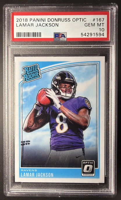 2018 Panini Donruss Optic Lamar Jackson #167 RC PSA 10