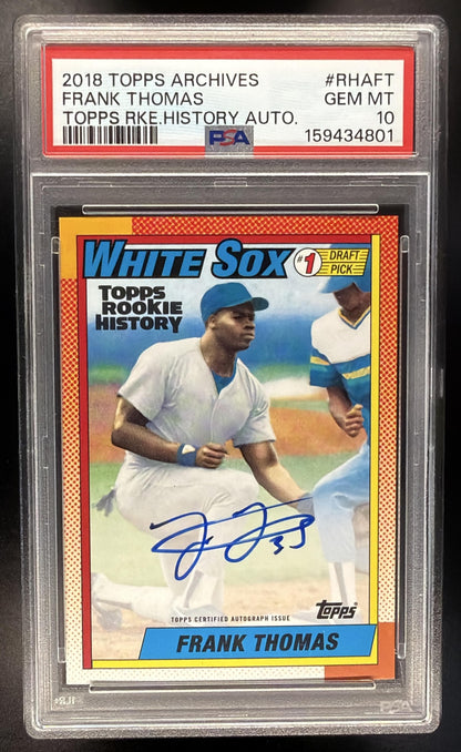 2018 Topps Archives Frank Thomas #RHA-FT Rookie History Auto 86/99 PSA 10